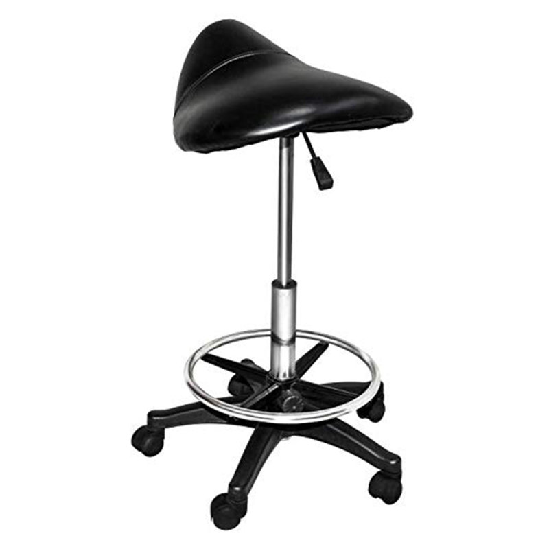 Tabouret de selle rotatif Chromium avec coussins en mousse, noir