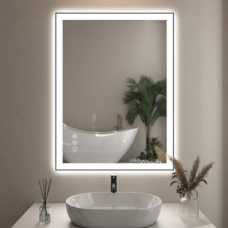 Dokes Black Framed  LED  Bathroom Vanity Mirror passed ETL, 24" x 32"