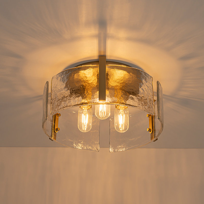 Plafonnier semi-encastré 3 lumières, Laiton