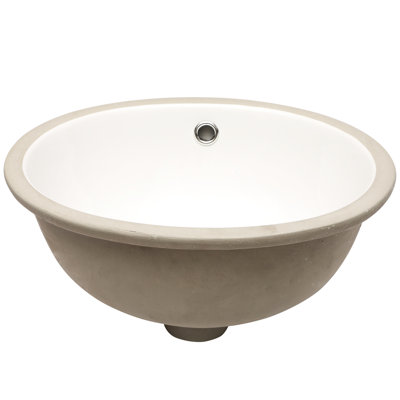 Blanc, ovale, encastré, céramique, lavabo de salle de bain, 16,5 po x 13,4 po, faible pouvoir absorbant, teinture antitache, entretien facile, trop-plein pratique, bureau