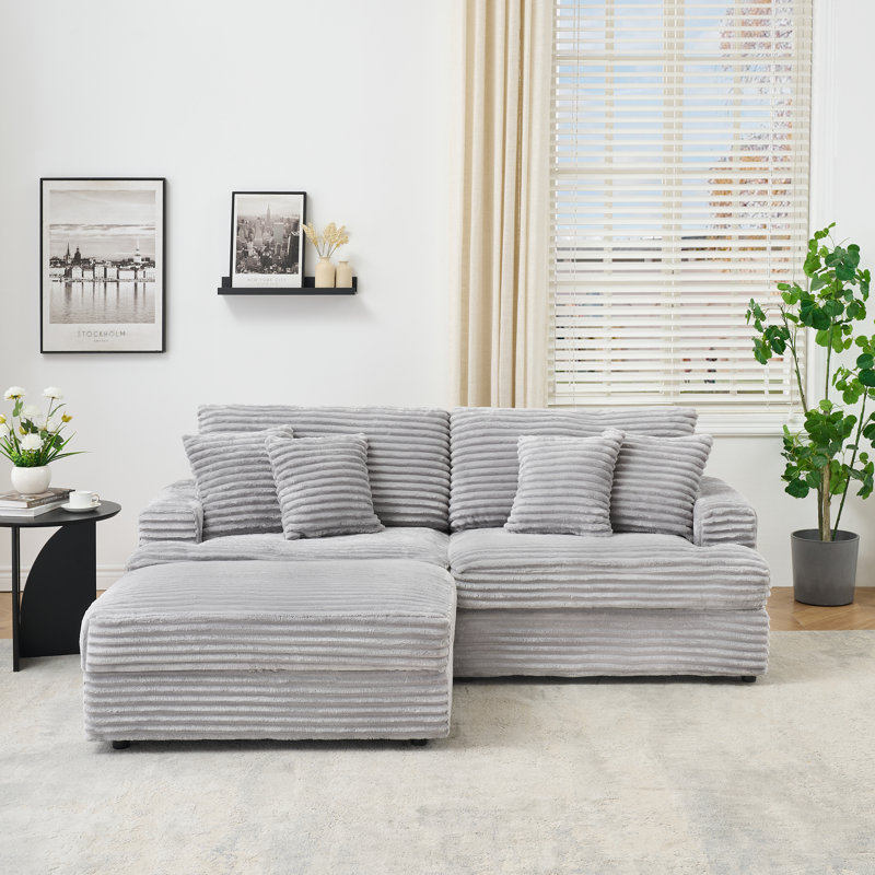 Canapé modulaire Aura avec rangement caché, coussin à ressorts indépendant et mousse viscoélastique, Gris