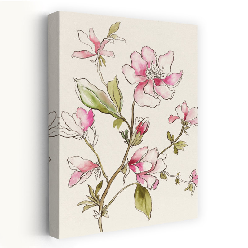 «Pink Garden Whispers II», délicat art floral rétro et naturel, H 60 po x l 40 po