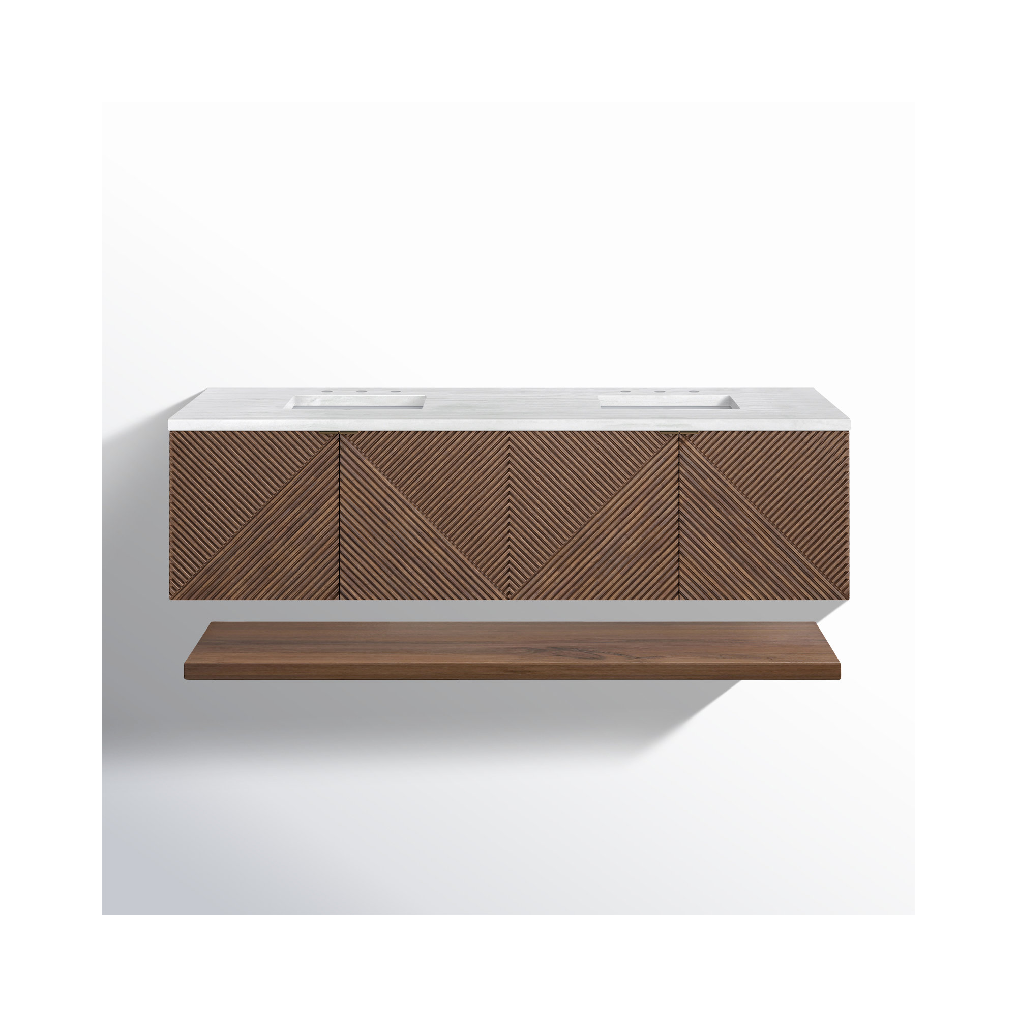 Marcello 72'' Double Bathroom Vanity, 8" Widespread, Arctic Fall