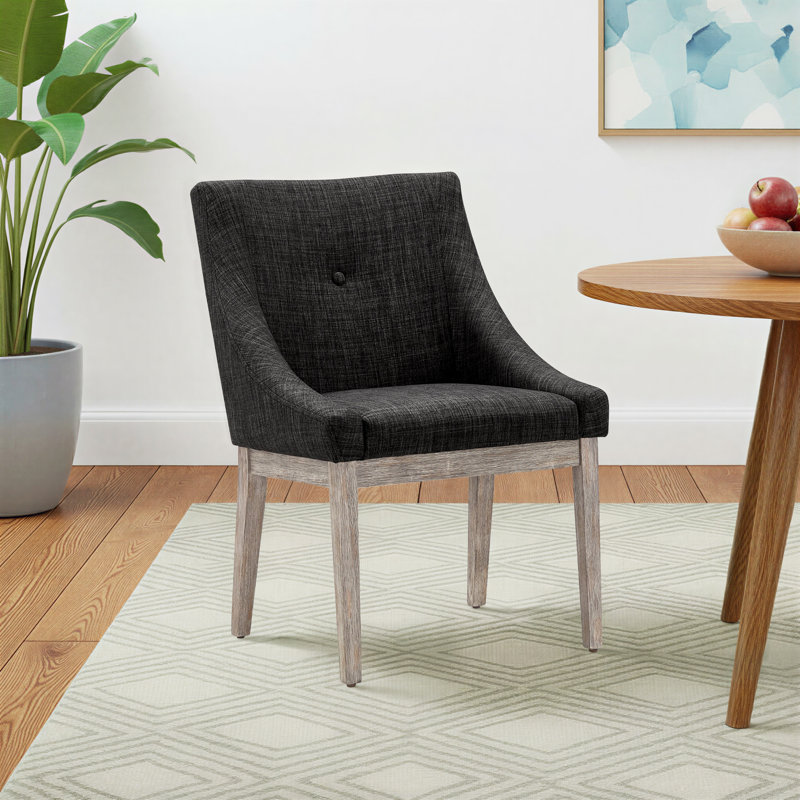 Chaise d'appoint Irving Place, Tissu gris foncé, Chêne gris antique