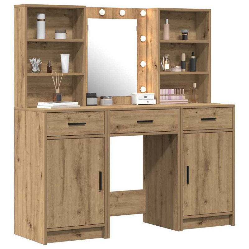 Dressing Table with Mirror, Artisan Oak