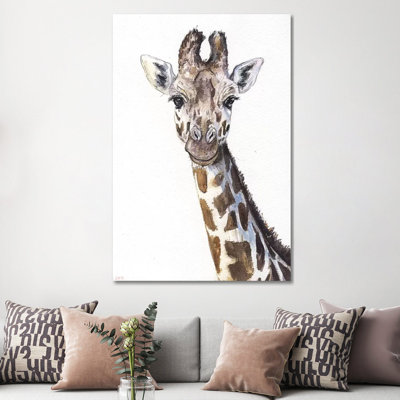 Giraffe On White by George Dyachenko - Wrapped Canvas Print
