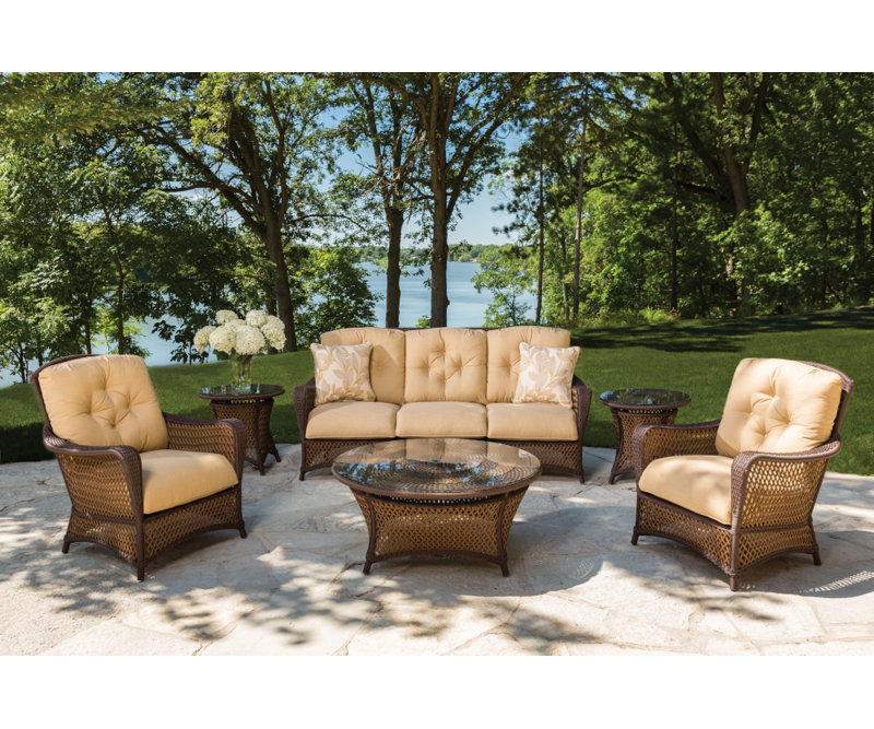 Grand Traverse Outdoor Round Side Table, Caramel