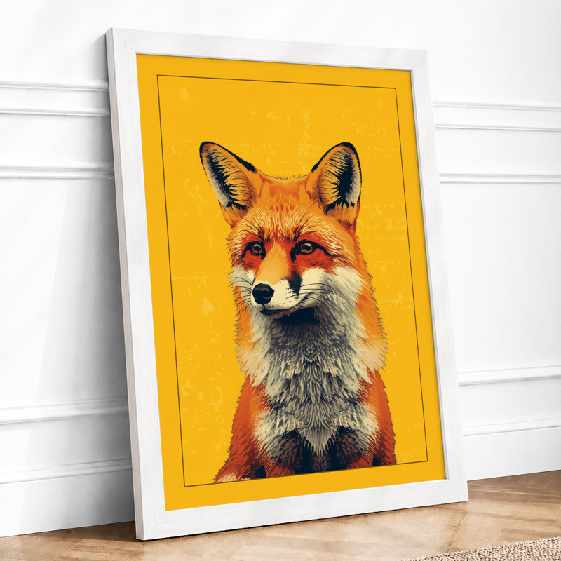 Fox Portrait Modern - Framed Print, A3 - 42.0 x 29.7 cm, White