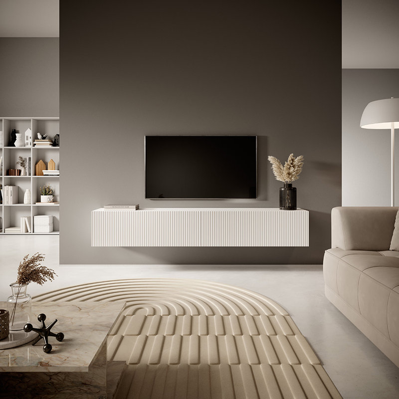 Adorl TV Stand, 30cmH x 175cmW x 31.6cmD, White