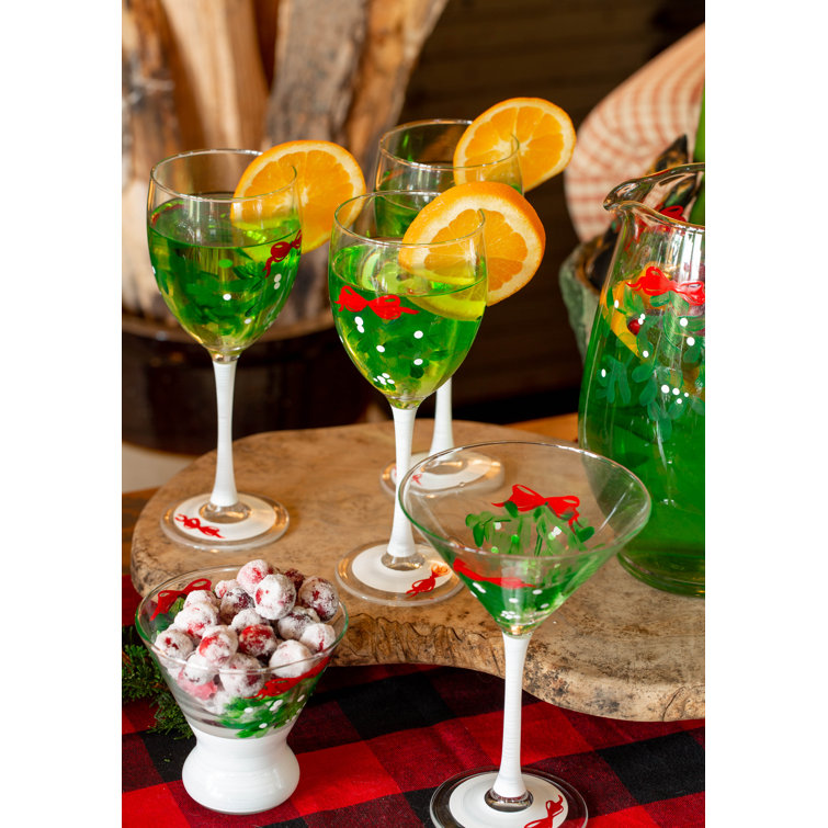 Mistletoe Pine 7 oz. Martini Glass (Set of 2) The Holiday Aisle