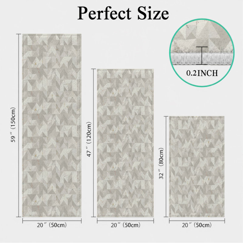 Geometric Chevron Non-Slip Washable Kitchen Mats