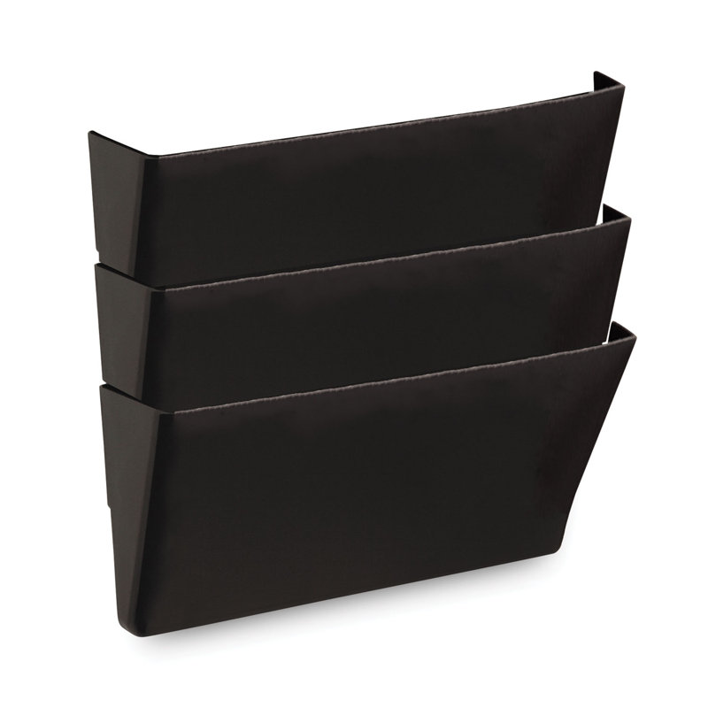 Black Durable Plastic 3-Section Wall File Pockets