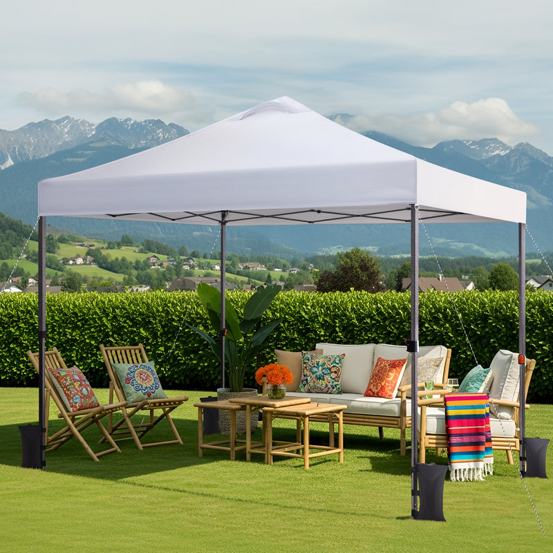 10 Ft. W x 10 Ft. D Steel Party Tent with Adjustable Outdoor Tent, White