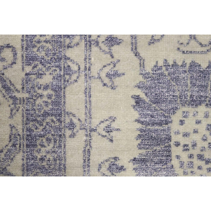Hand-Knotted High-Quality Silver and Blue Area Rug