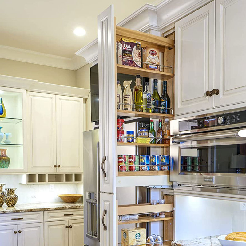 Rev-A-Shelf Wood Tall Cabinet Pull Out Pantry Organizer with Soft Close, 58.25" H x 14" W x 22" D