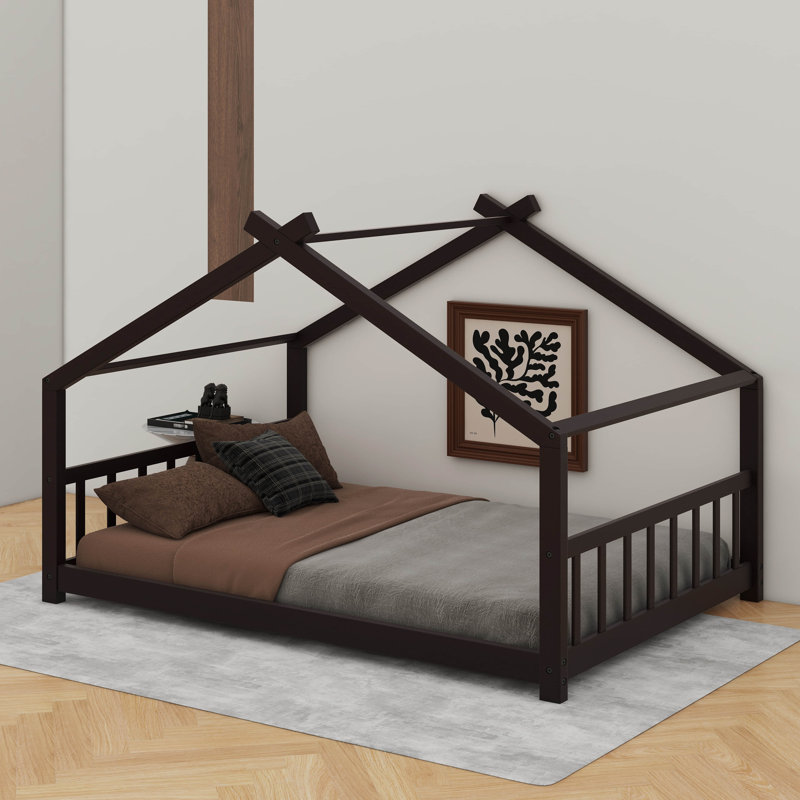 Lit double en bois, Espresso