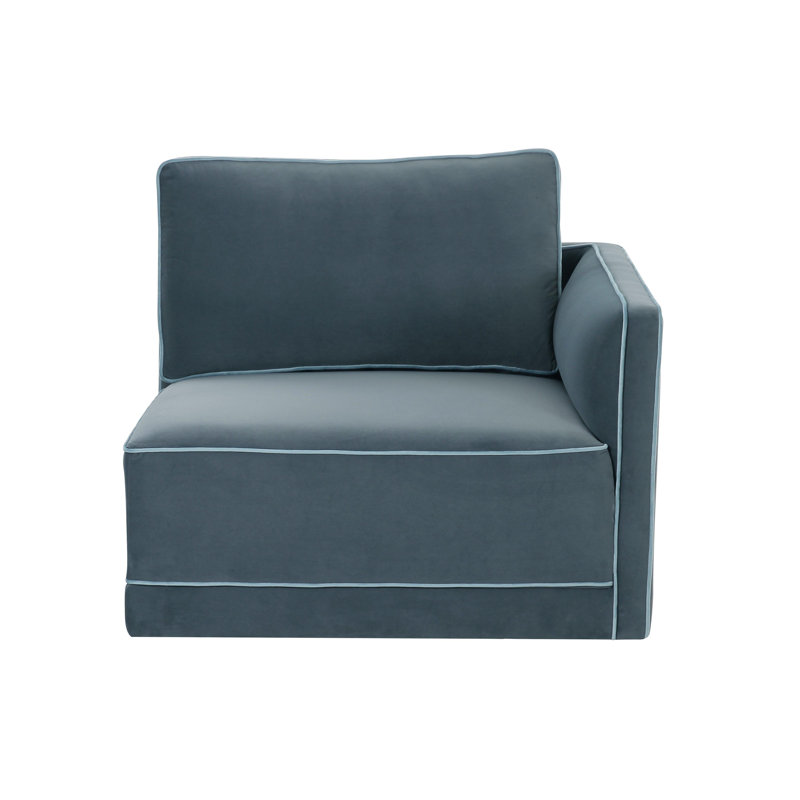 Clairah Misty Blue Laf Corner Chair, Orienté vers la droite