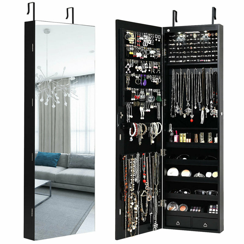 Armoire à bijoux avec miroir Argante, Noir