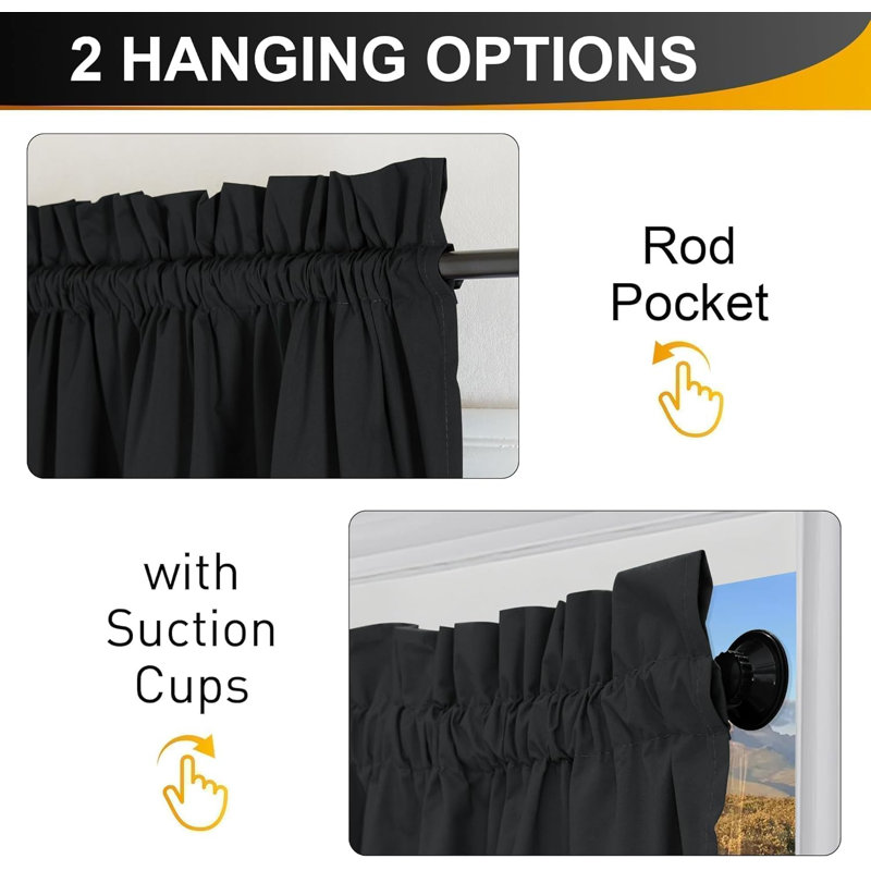 NICETOWN 100% Blackout Portable Curtains with Suction Cups, Lightweight Travel Curtains Easy to Catch & Install Window Treatments Thermal Insulated Blinds for Baby/Bedroom, 6 Panel