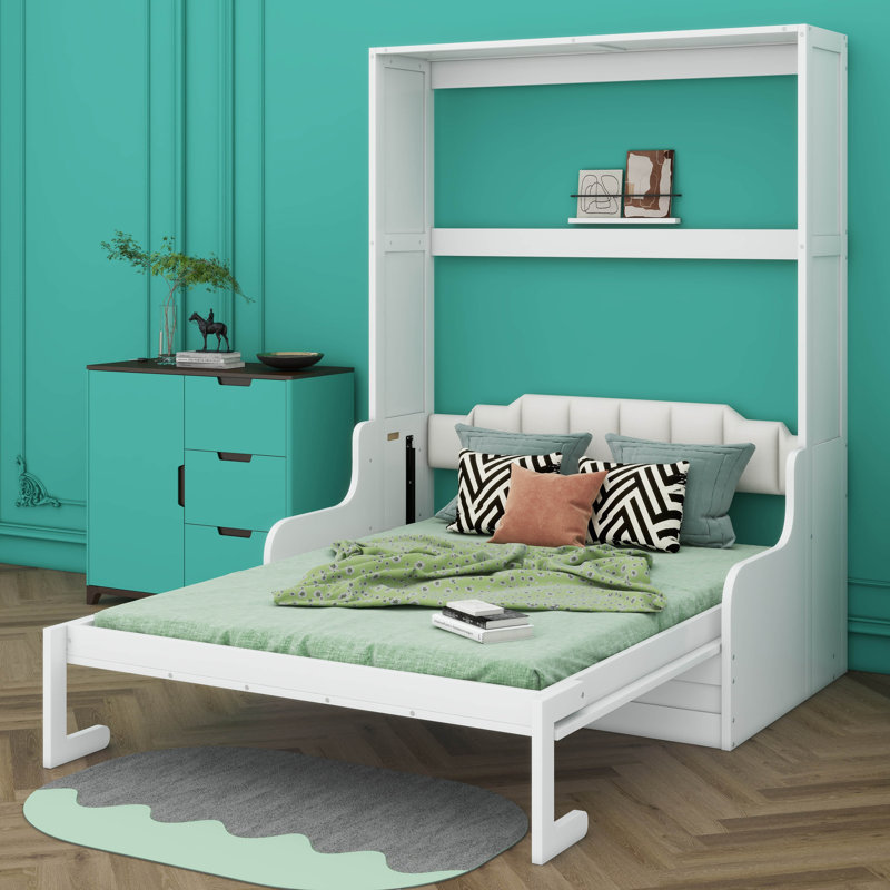 Grand lit escamotable / escamotable avec coussin confortable, Blanc