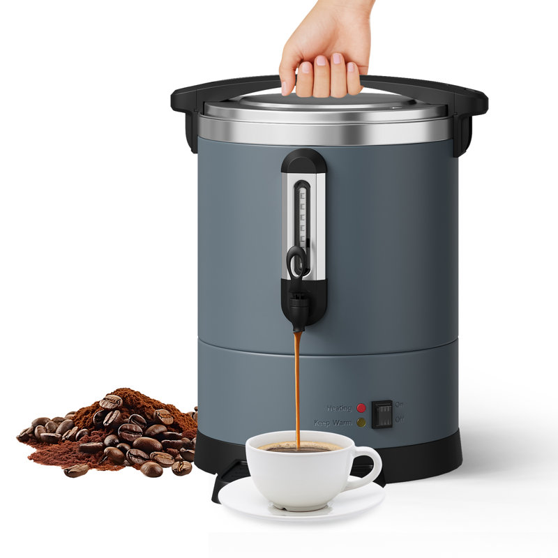 Commercial Coffee Urn – 12L (80 Cup) Stainless Steel Hot Beverage Dispenser – Double Wall Insulation, Electric Large Capacity Fast Brew for Catering, Weddings, Parties (Gray)