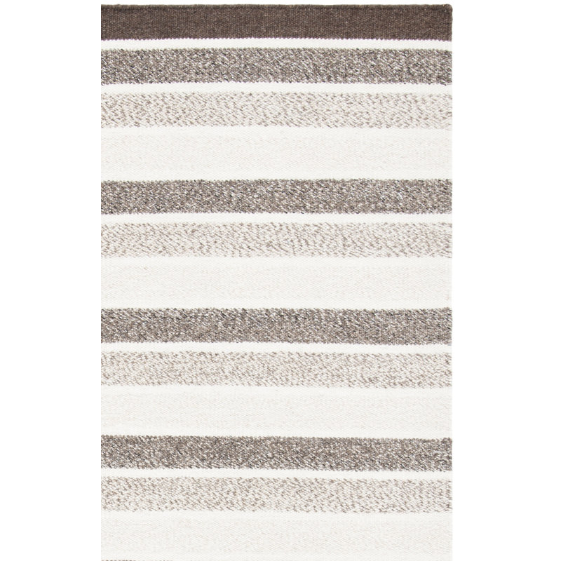 Bierstadt Flat Weave Wool/Cotton Striped Rug in Brown, Rectangle 4' x 6'