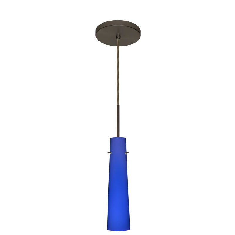 Marquette 1 - Light Single Pendant, Cobalt Blue Matte, Bronze, Xenon or Incandescent
