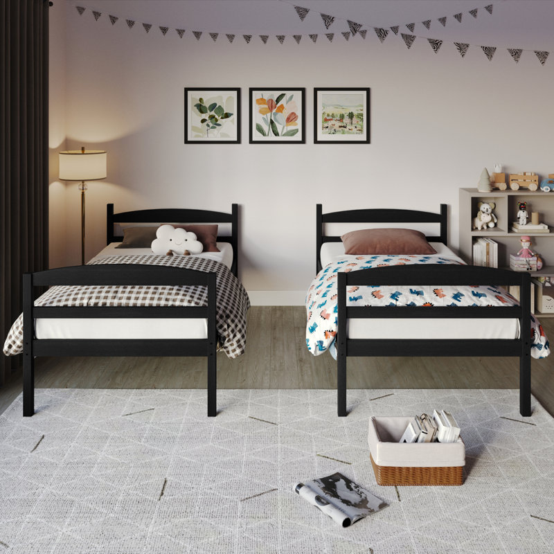 Jeananne Kids Twin Over Twin Bunk Bed, Black