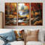 Ensemble de décorations murales Orange Autumn Mountain Waterfall Long View II - Waterfall-107213301-107213298