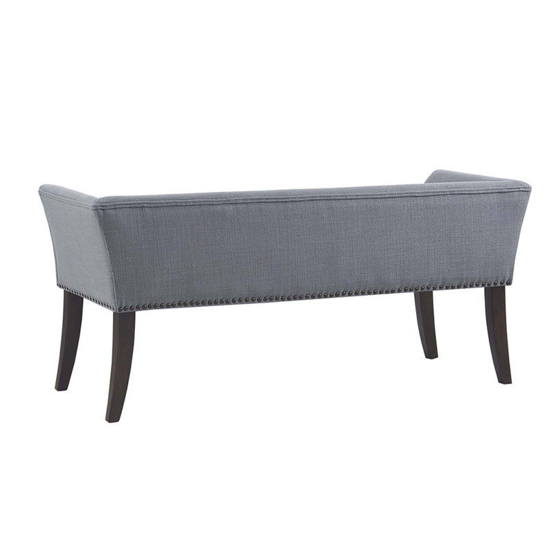 Dalice Upholstered Bench, Slate Blue, Black