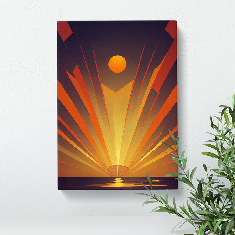 Art Deco Ocean Sunset No.5 - Wrapped Canvas Print, 50cm H x 35cm W x 3cm D
