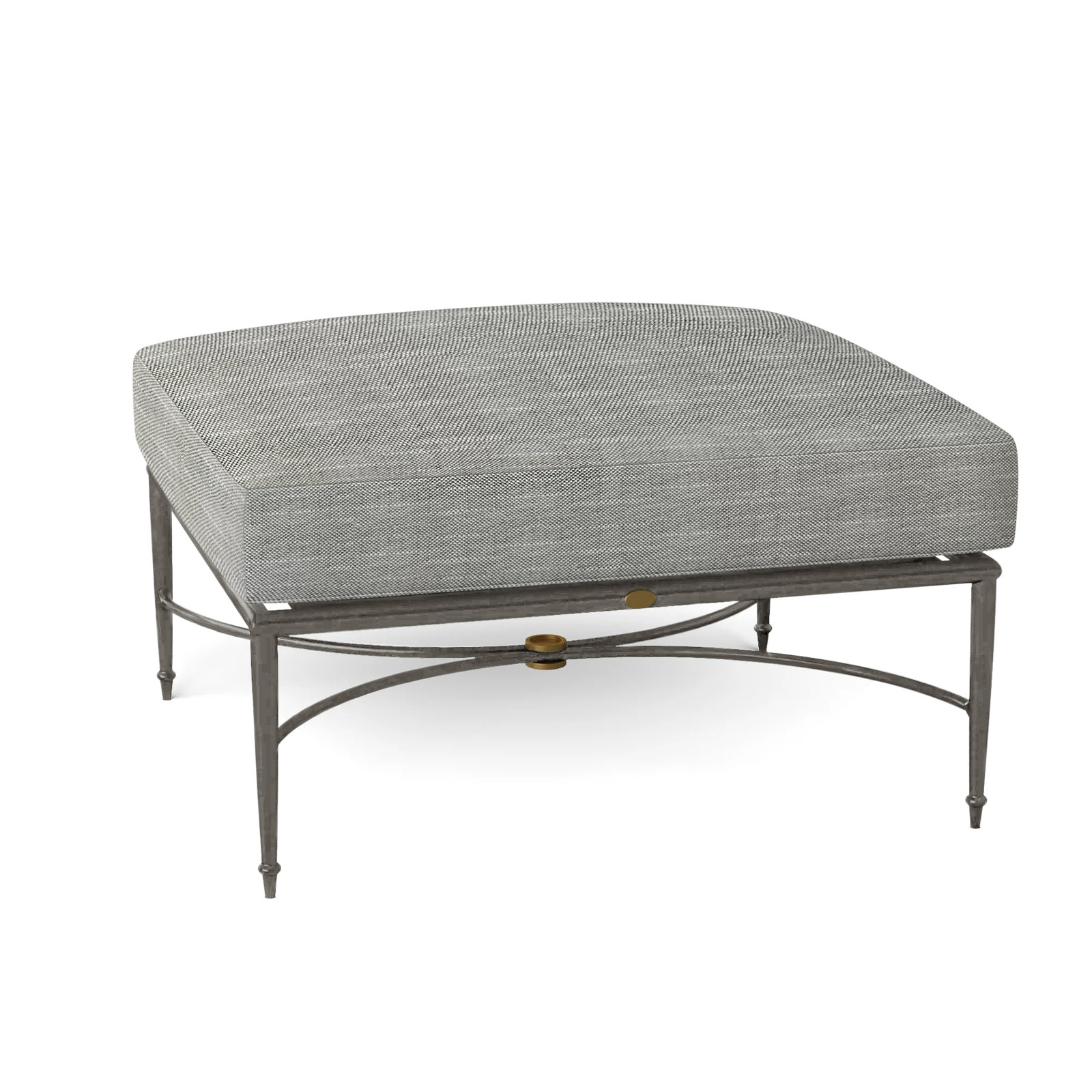 Roma Sunbrella® Patio Footstool, Welt, Rollo Silver