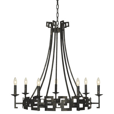 Palm Beach 7 - Light Candle Style Wagon Wheel Chandelier