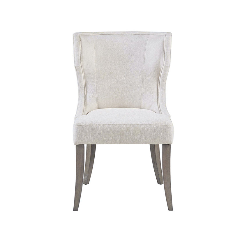 Chaise à oreilles rembourrée pour une expérience culinaire intemporelle et un confort accru, Crème, crème, Gris