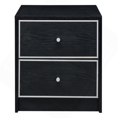 Black And Silver 2-Drawer Nightstand