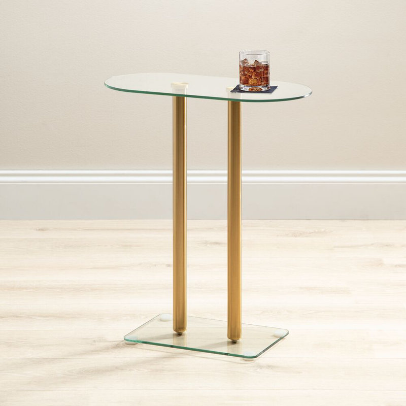 iDesign Oval Pedestal Drink Table for Small Spaces