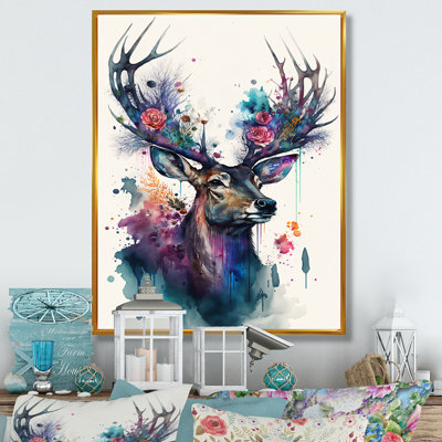 Mignon cerf Floral II - peinture sur toile