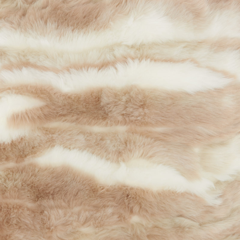 Beige Faux Fur Angora Rabbit 20" x 20" Throw Pillow