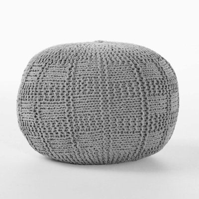 20 X 20 Modern Design Knitted Cotton Round Pouf For Living Room