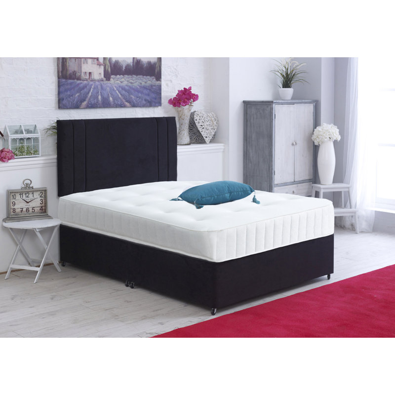 Cheeseman Upholstered Bed with Mattress, No Drawer, Double (4'6), Black
