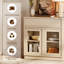Armoire d'appoint moderne avec 6 portes en verre et tiroir, commode d'appoint multifonctionnelle avec grand rangement et tablette réglable-2052098385