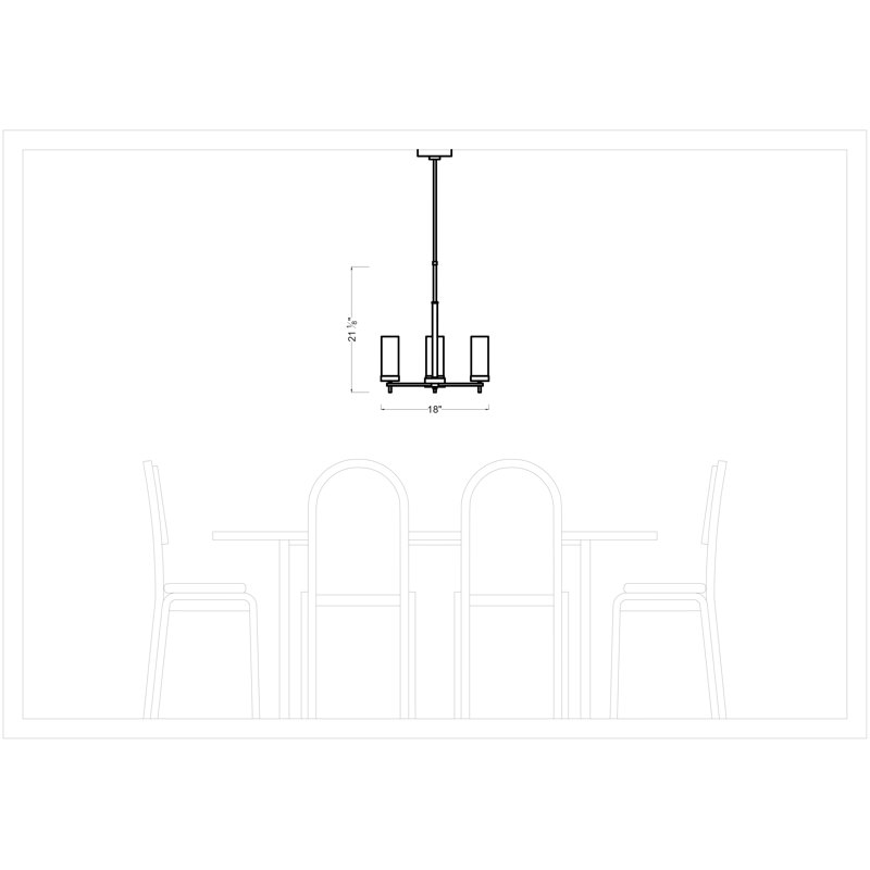 Linley Three Light Chandelier from, Brushed Oil Rubbed Bronze, 60W (Bulb not Included)