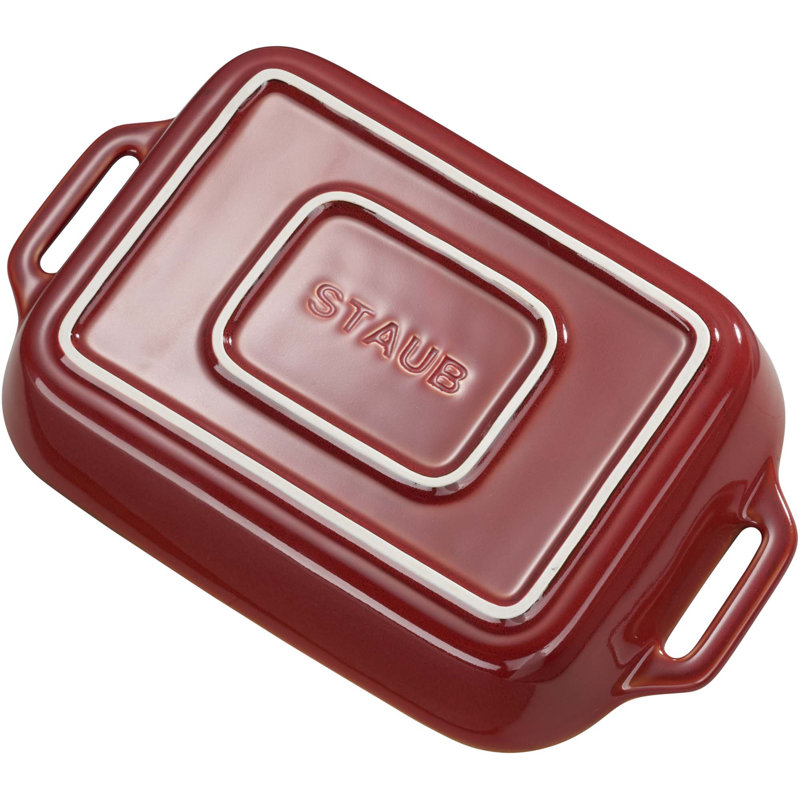 Staub Ceramic 2-piece Rectangular Baking Dish Set, Rustic Red