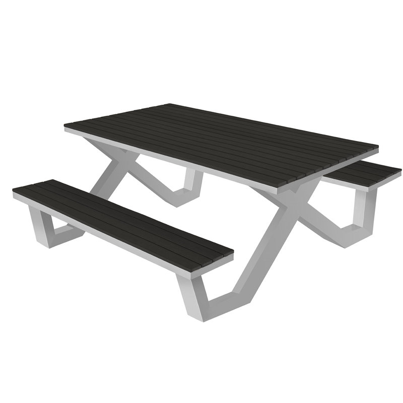 Table de pique-nique rectangulaire 6 personnes Vienna, Noir