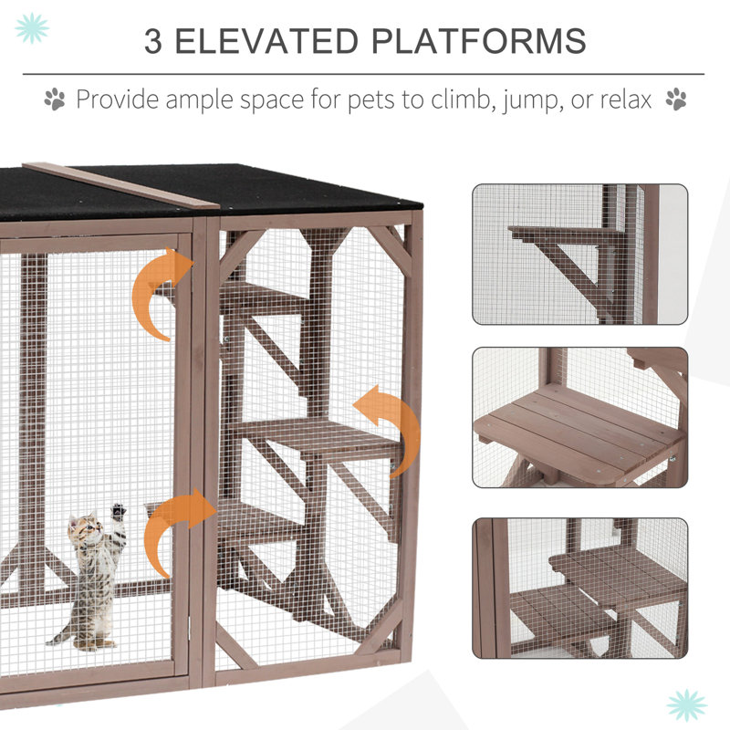 Maison pour chat d'extérieur Pawhut, abri pour chat en bois Catio