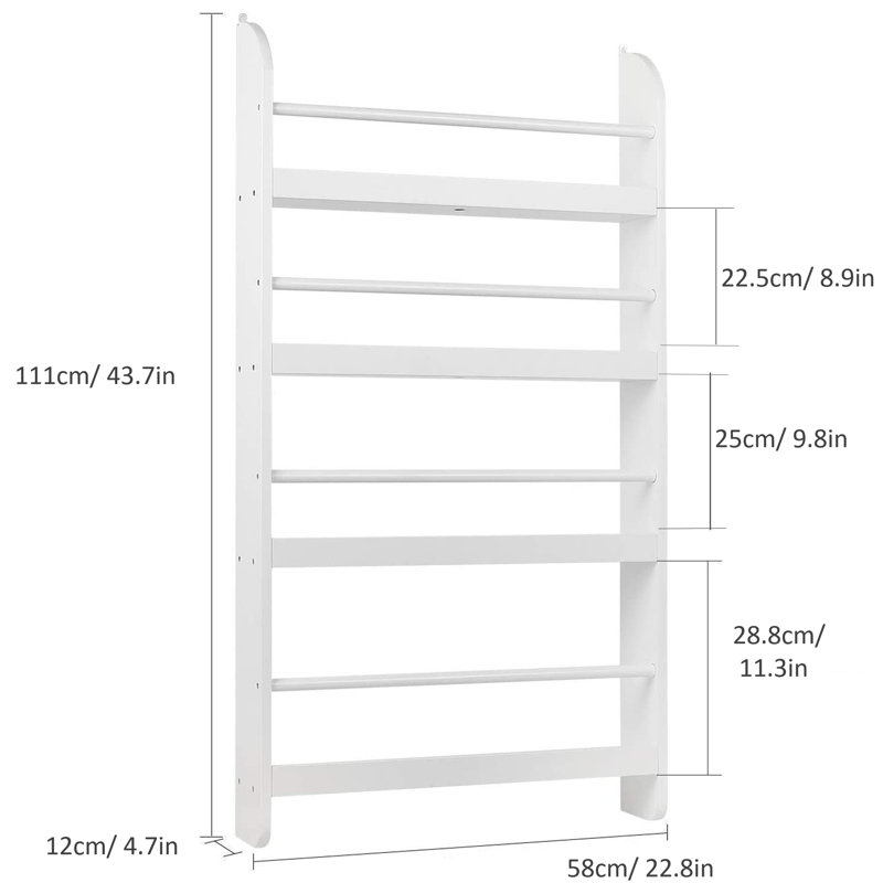 Albertson 43.7'' H X 22.8'' W Floating Shelf, Kids Floating Bookcase, White