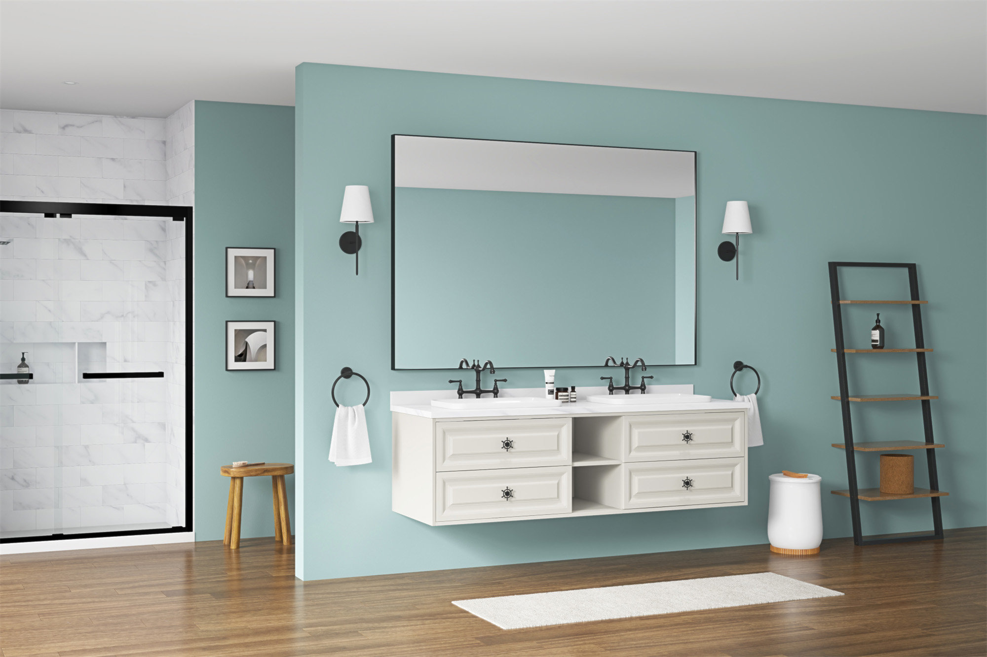 LOONGFIELD 72 X 48 Inch Bathroom Mirror With Aluminum Frame, Rectangle ...