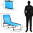 Blue Poolside Lounge - Folding Chair With Adjustable , Breathable Mesh, For Patio, Beach Yard Sun Lounger Foldable Chaise Seat, 4 Back Positions, Pillow,