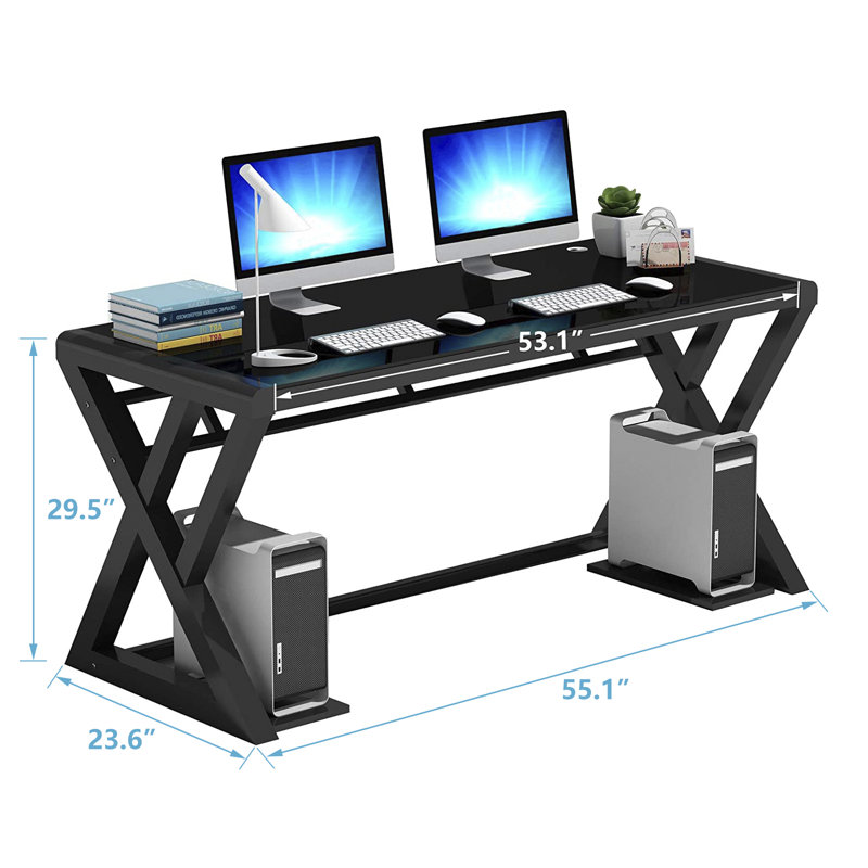 Bureau d'ordinateur 55,1 po Jenafir, Noir