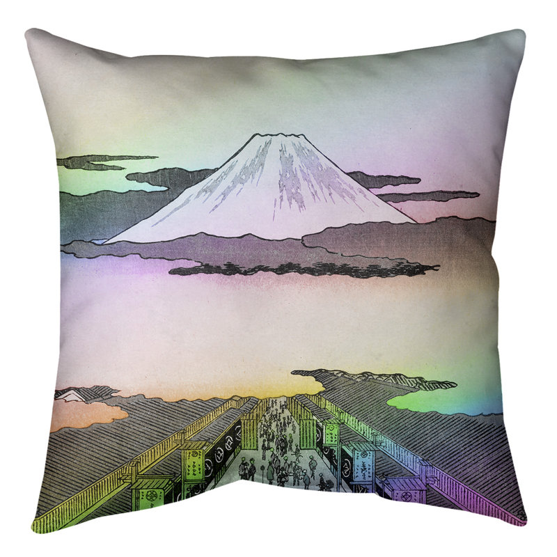 Coussin suruga-cho, 20 po x 20 po, Arc-en-ciel, Polyester sergé